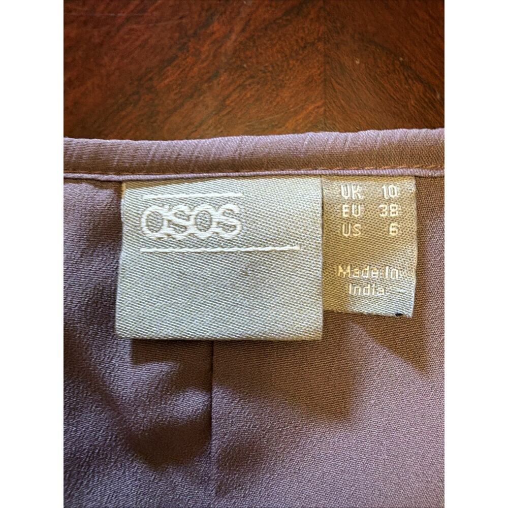 ASOS DESIGN Wrapwaist Midi Dress Sz 6 Double Layer Skirt Long Sleeve Lavender - Picture 11 of 14
